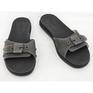 Dr. Scholl's Slides Women Size 9 Black Jelly Buckle Comfort Sandals - Excellent